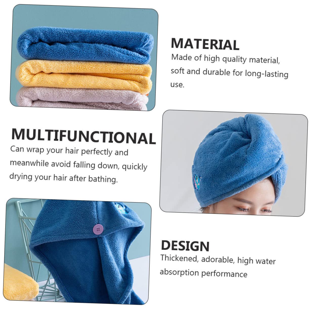 Beaupretty 4piezas Toalla Secado Rápido para Cabello Gorro De Secado Ultra Absorbente Toalla De Microfibra para para Uso Diario o Viajes y