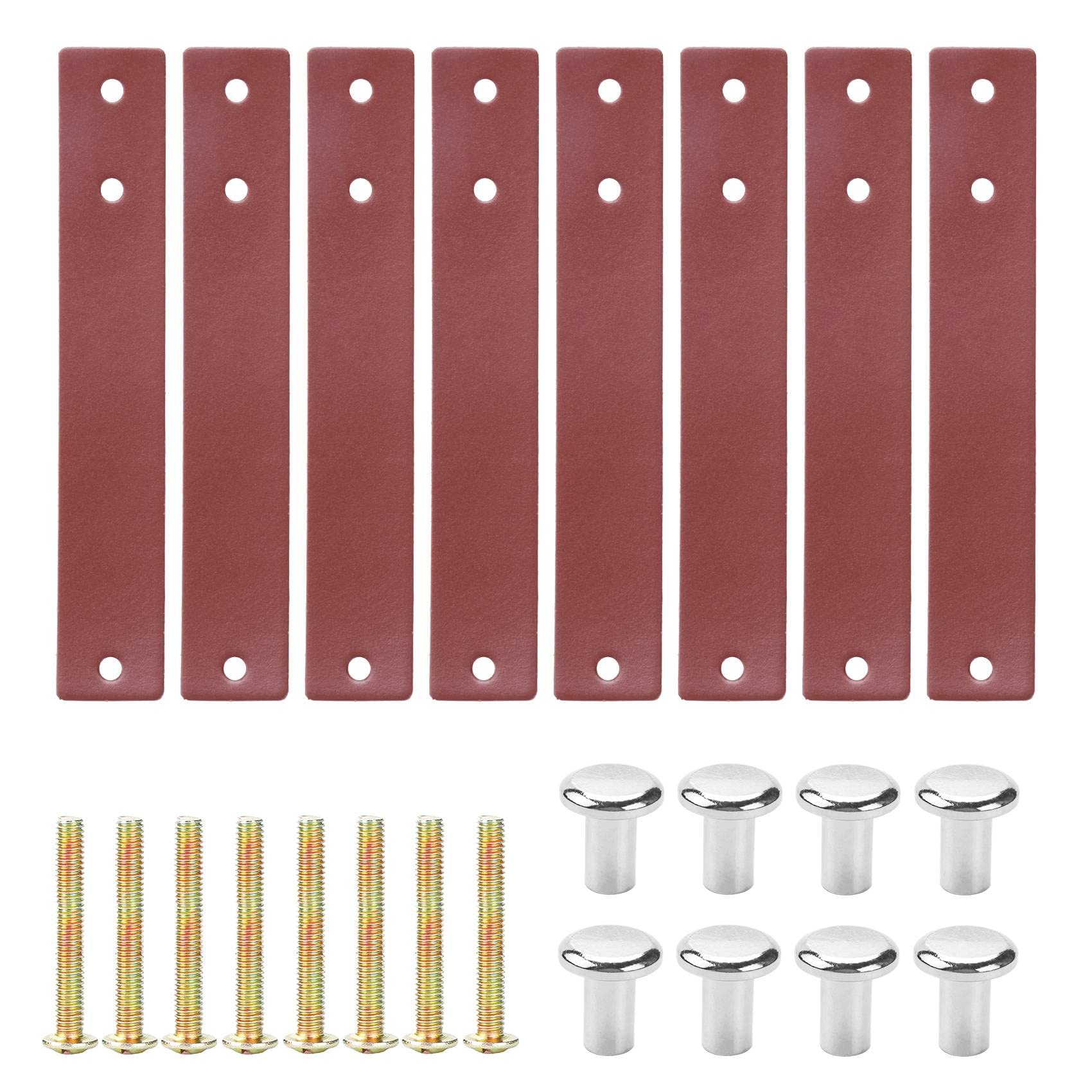 Littimoon Leather Drawer Pulls 8 Pcs Leather Dresser Knobs Handmade Pure Leather Handles for Cabinet Doors and Drawers (Brown)