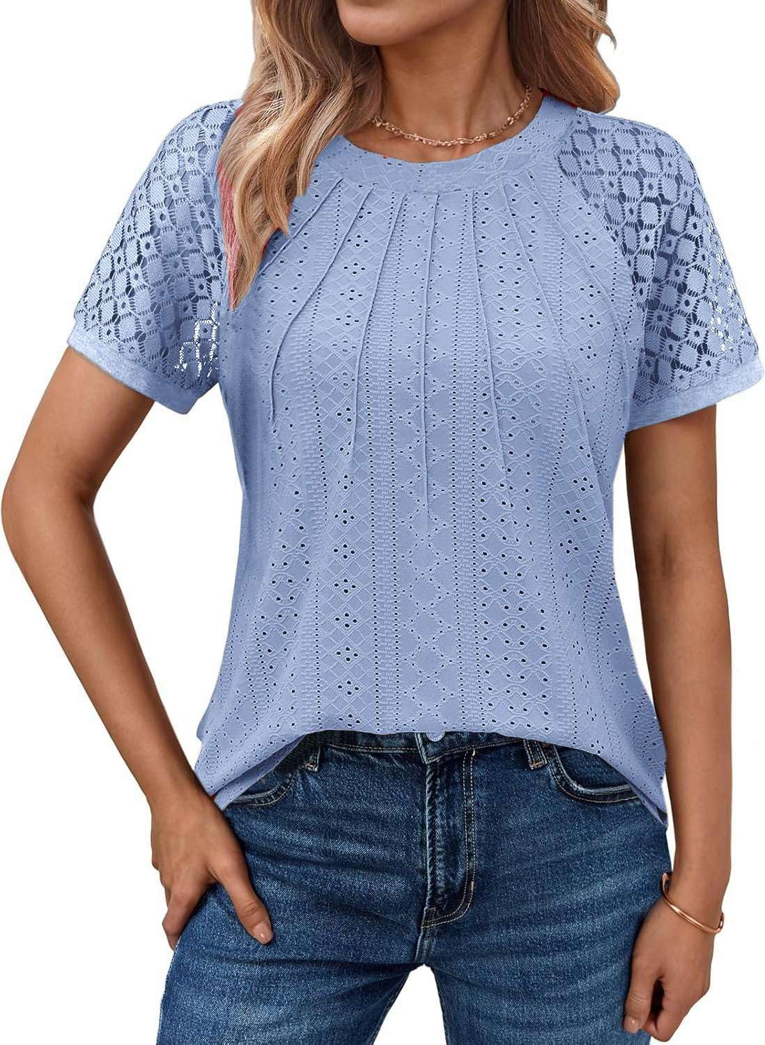 Pawate Damen Langärm Shirts Spitze Tops Business Bluse Casual Tunika Herbst Outfits Kleidung Y2k Blusen