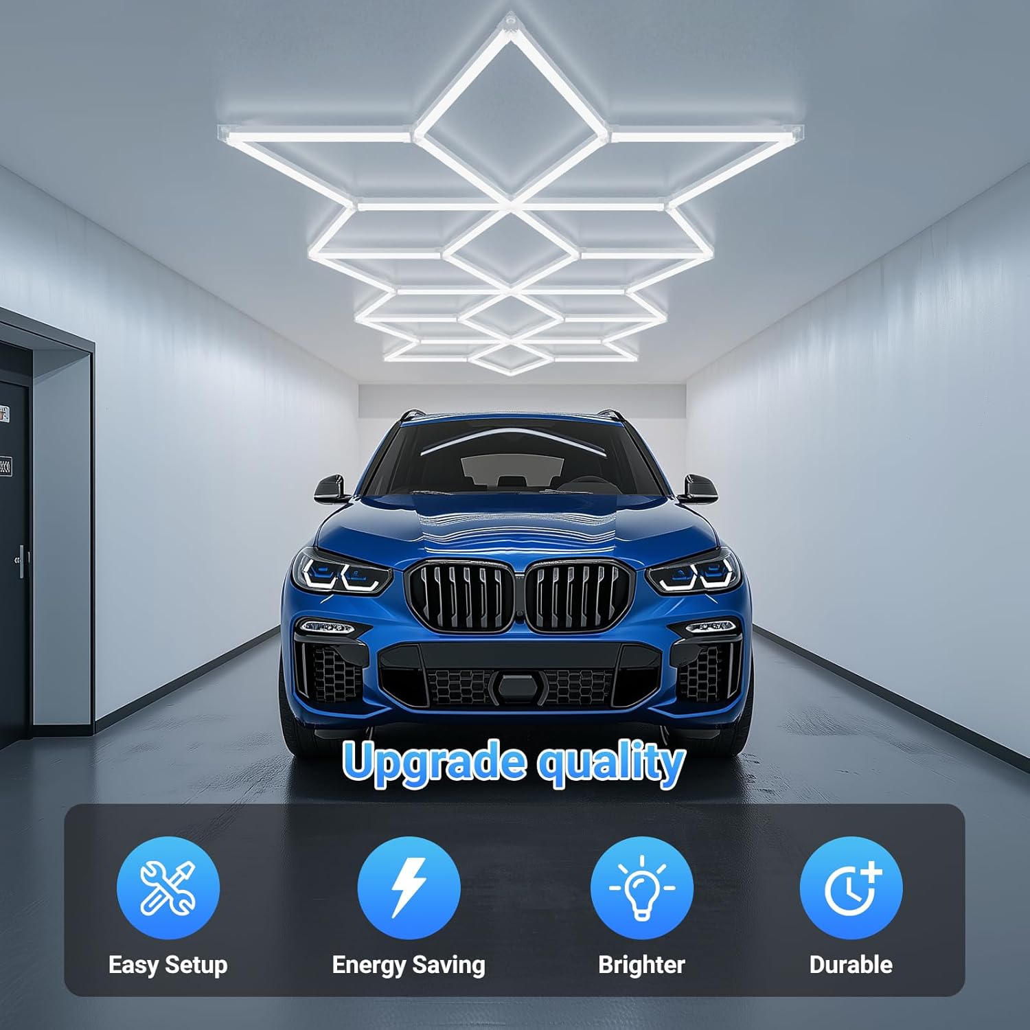 Rhombus LED Garage Light - Hexagonal Snow Lights, 710W 78100LM Super Bright Garage Ceiling Lights, Larger Size Honeycomb Light for Warehouse, Workshop, Gym, Car Basement