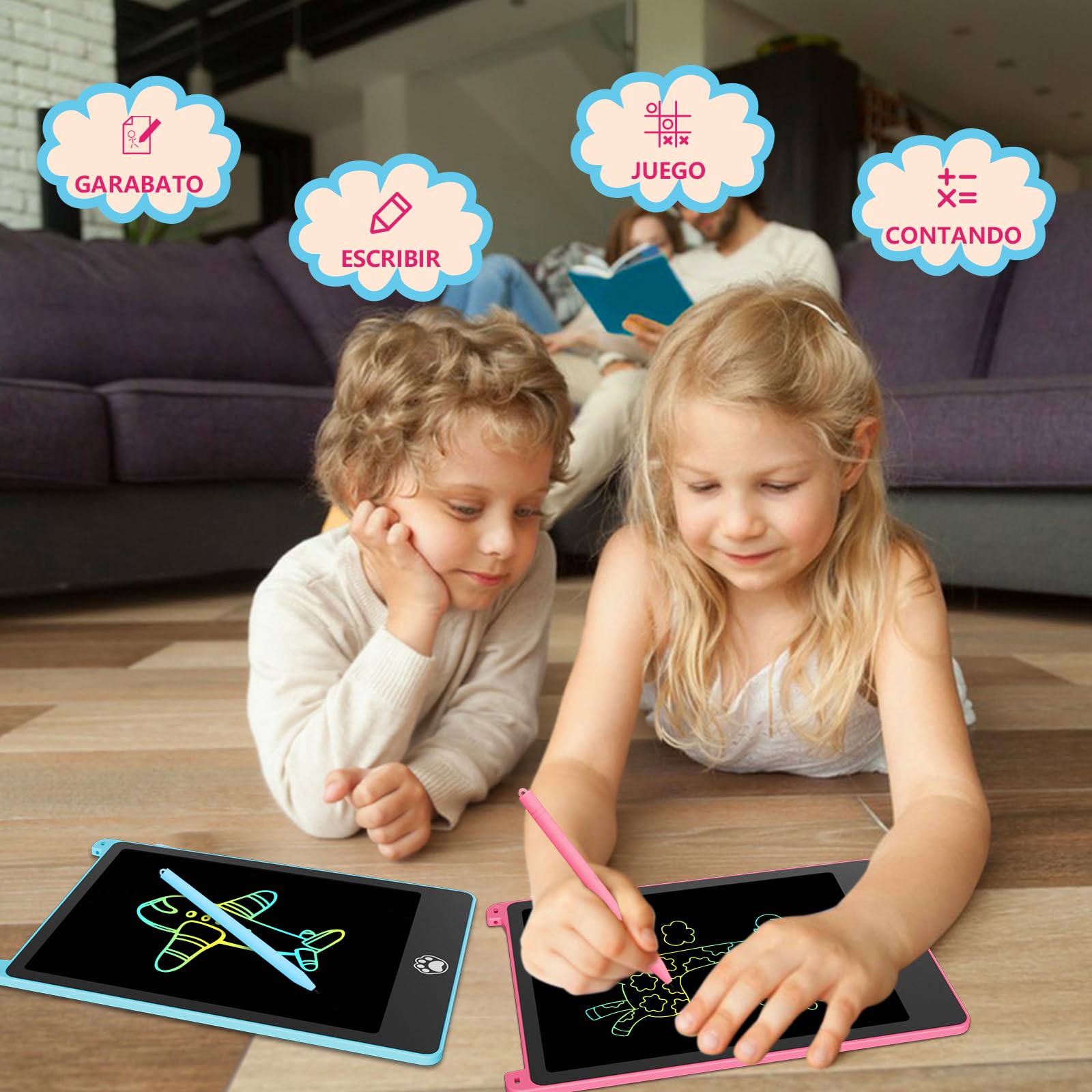 Tableta de Escritura LCD Colorido 8,5 Pulgadas 4 Paquetes para Niños Regalo Borrable Reutilizable Juguete
