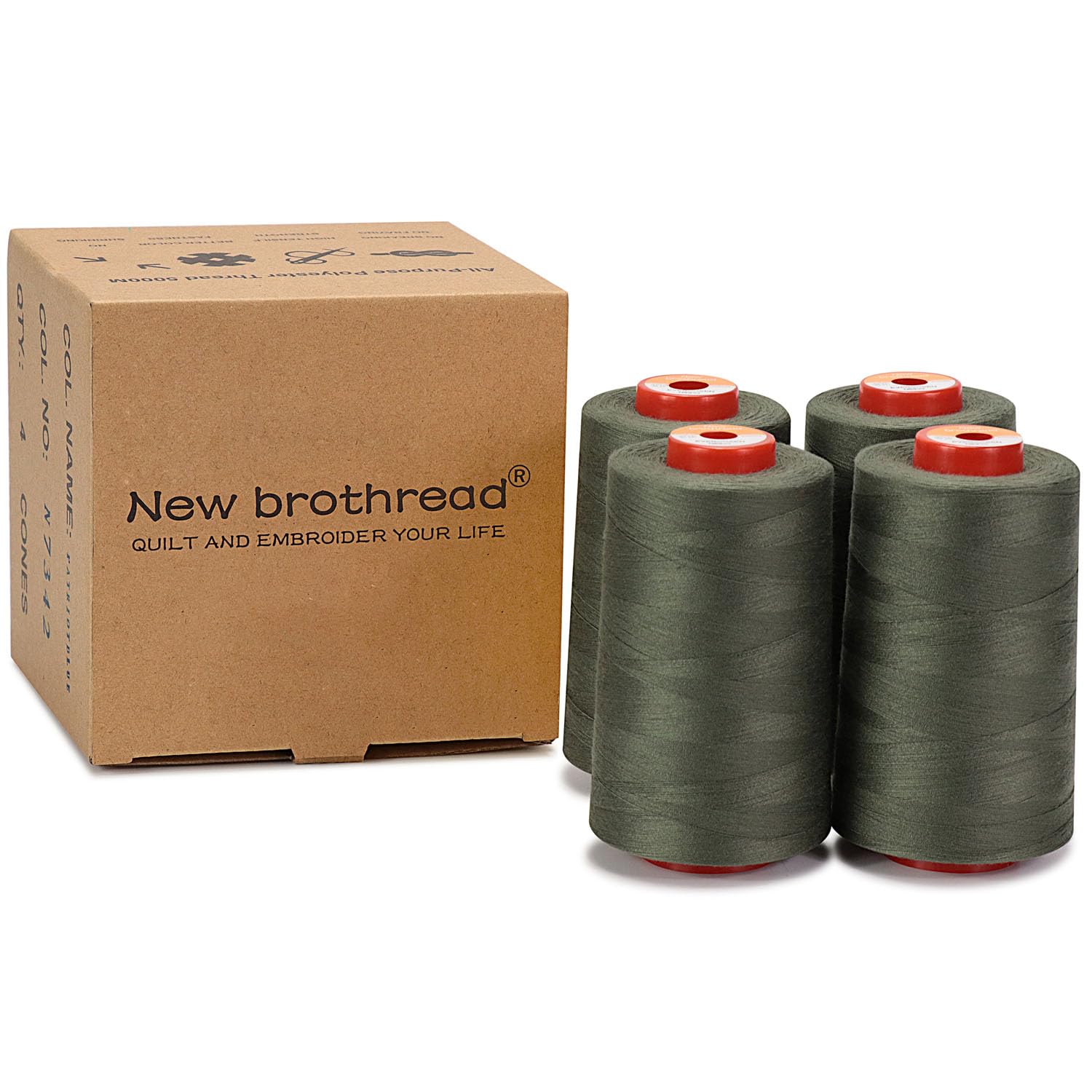 Realm Filo Di Poliestere Per Macchina Da Cucire Singola Overlock, 5000 Metri, Coni Bianco Nero Naturale Blu Navy Rosso (nero - Foto 2