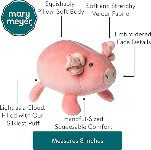 Miniatura 4 de Mary Meyer Peluche Smootheez Almohada suave juguete, 8 pulgadas, cerdo