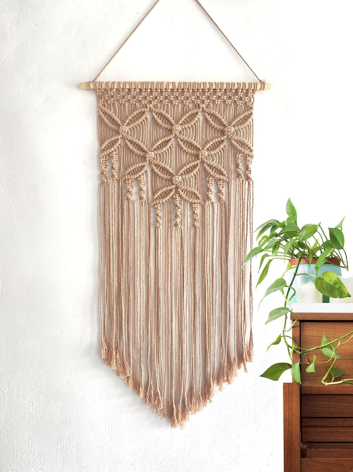 Cotton Macrame Dream Catcher Type Woven Wall Hanging Handmade Dreamcatcher Boho Tassels Decoration Home Decor Ornament Craft Gift. (Coffee Brown)-image-6