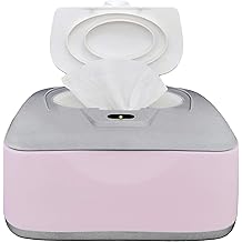 Baby Wet Wipes Warmer &amp; Dispenser, Holder and Case - Purple, Playful/Cute, with Easy Press On/Off Switch, Holds 100 Wipes, Worldwide Use