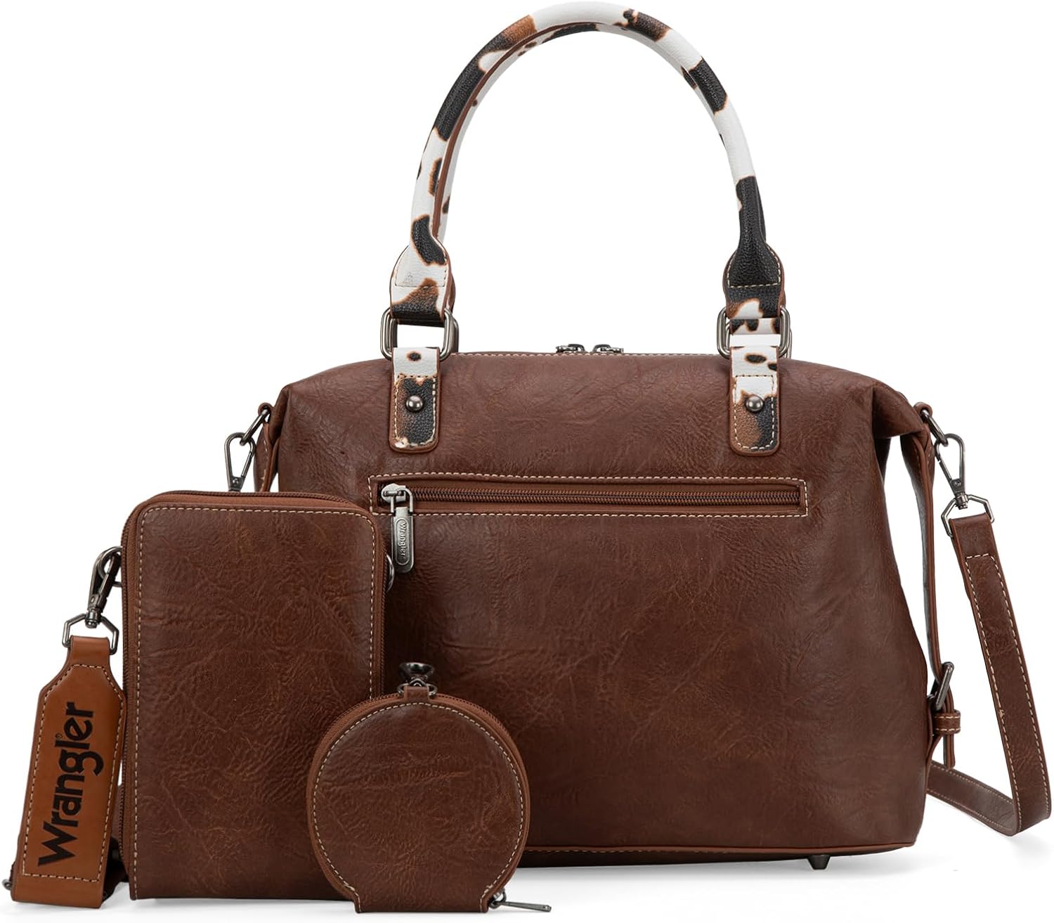 Wrangler 3Pcs Doctor Bag Sets for Women Top-handle Satchel Bag with Cell Phone Handbag and Coin Purse - Image 5