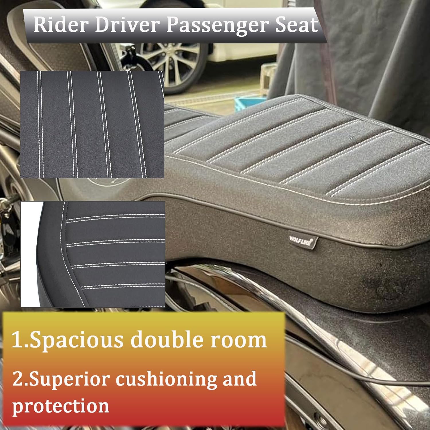 Rider Driver Passenger Seat Two-up Leather Rear Passenger Seat Pillion Comforable Seat fit for Ho-nda Rebel CMX 1100 CMX1100 Rebel1100 Accessories 2021 2022 2023 2024 (Stripe Style)
