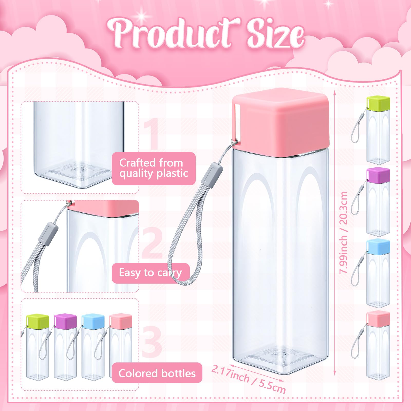 Mifoci 10 Stück Wasserflasche Bulk 482 ml Kunststoff Sport Wasserflaschen mit auslaufsicherem Deckel für Erwachsene Wiederverwendbar Outdoor Fitness