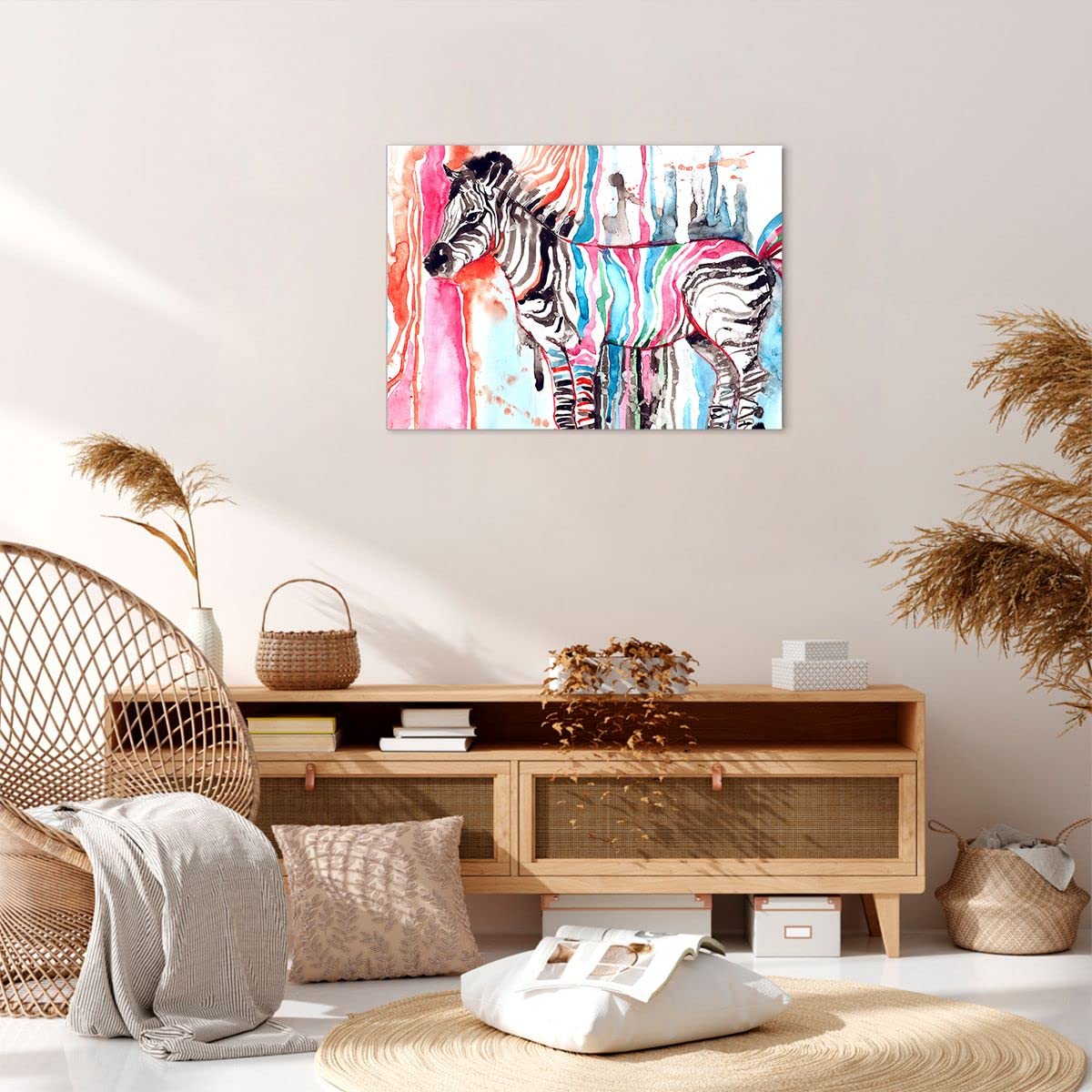 Kunstdruck Auf Leinwand „Zebra Hintern“ – 70x100 Cm, Bunt, Cartoon, Rahmenlos, Wanddeko