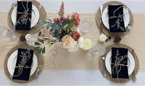 Miniatura 9 de EHLDekol Juego de 4 servilletas de tela hechas a mano, 100% algodón, con flecos, servilletas delicadas lavables, para cenas, bodas y fiestas (18 x