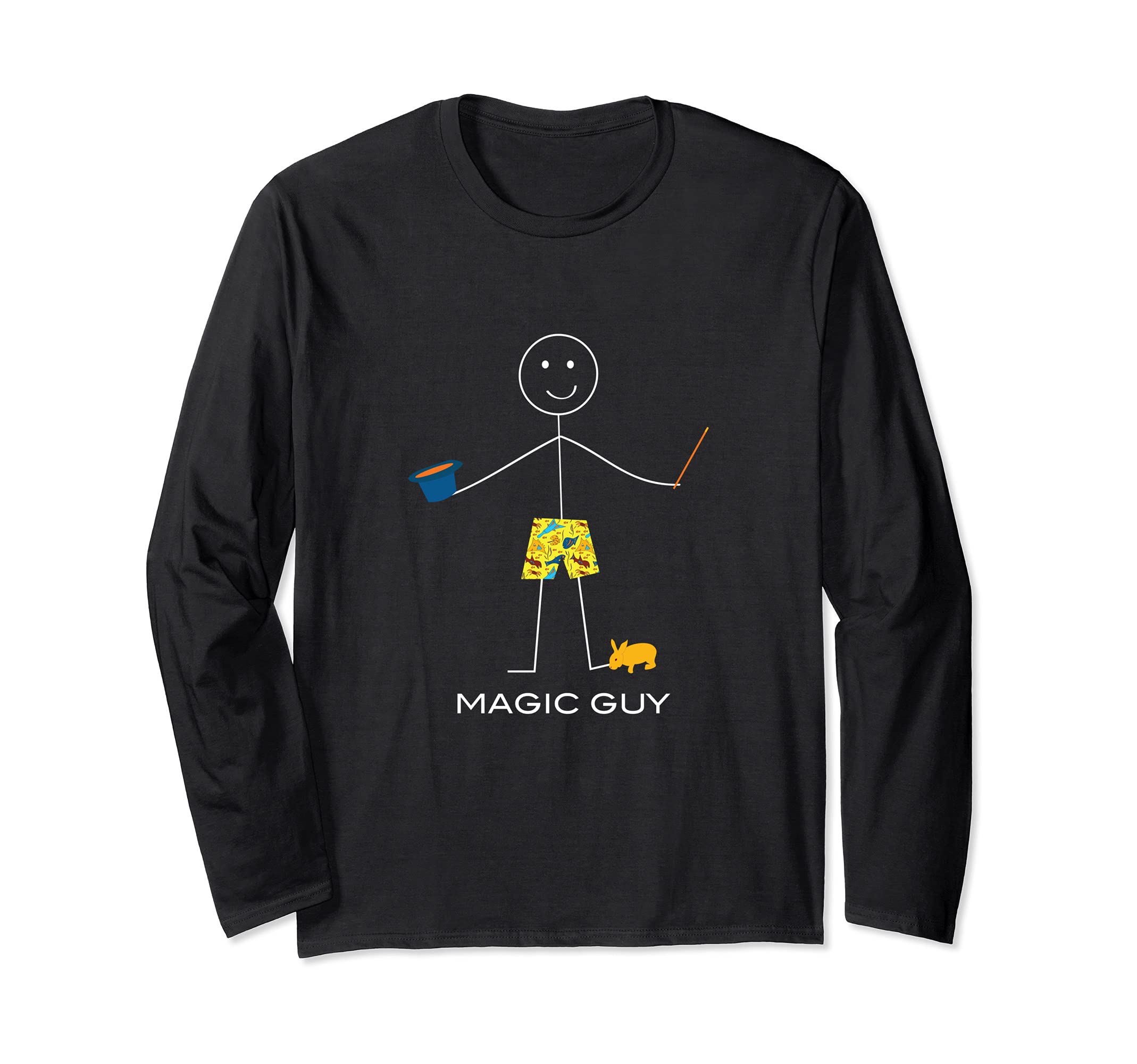 Funny Mens Magic Guy, Boy Magician Long Sleeve T-Shirt, Black