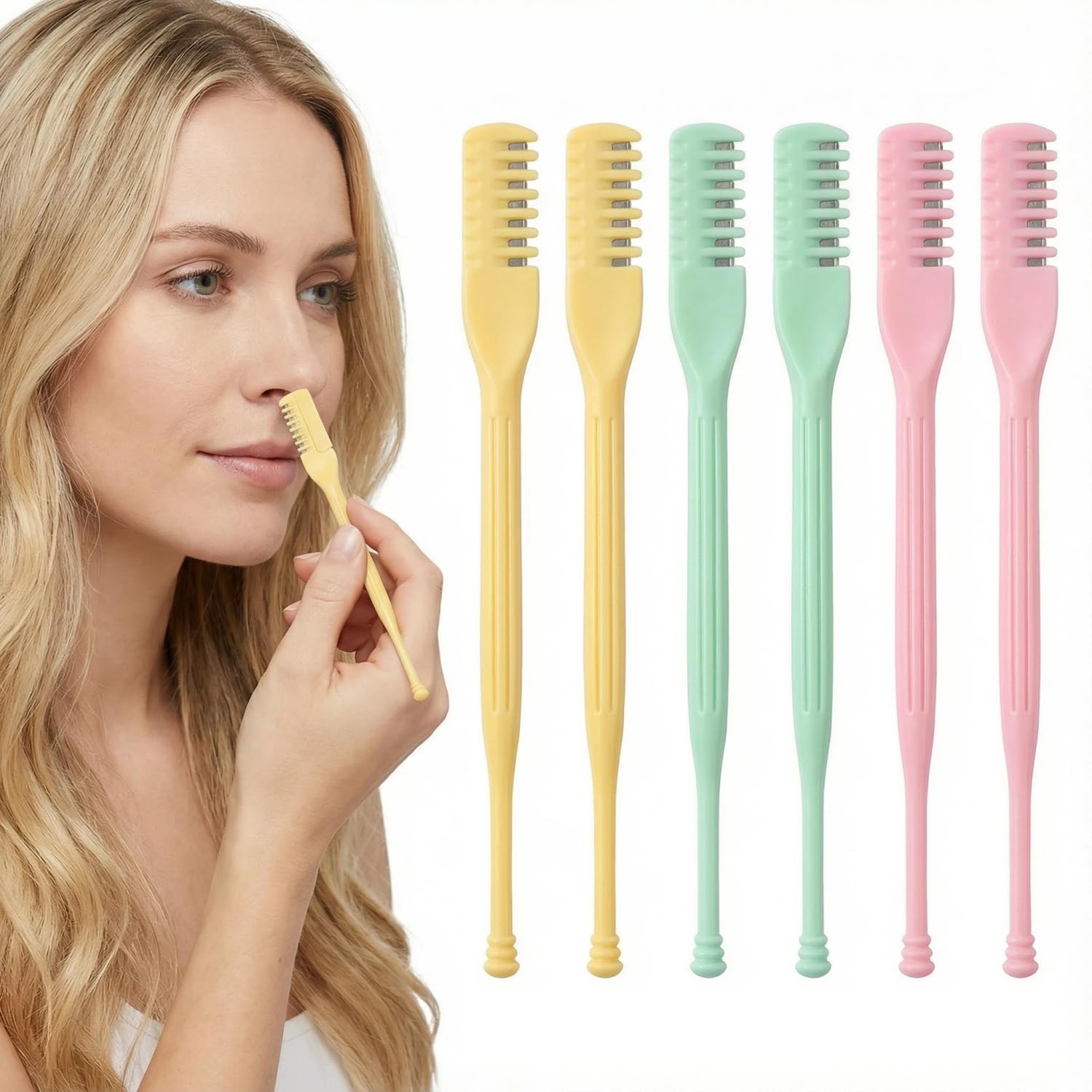 2-in-1 Nasal Hair Cutter Kit 6 Pcs 360 Spinning Nose Trimmer Double-Sided Blades for Men Women Colorful
