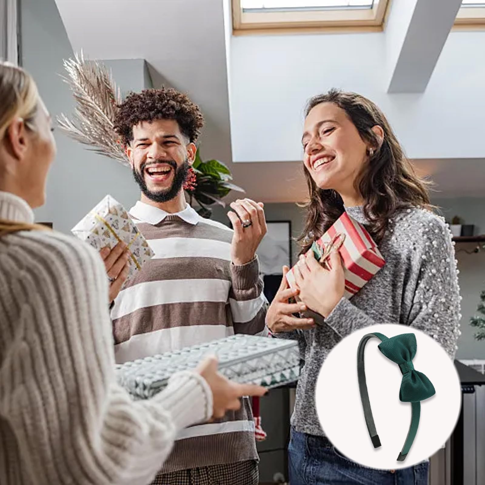 2 Fasce Per Capelli Natalizie – Fiocco Verde Mostro E Fiocco Rosso Babbo Natale, Regalo