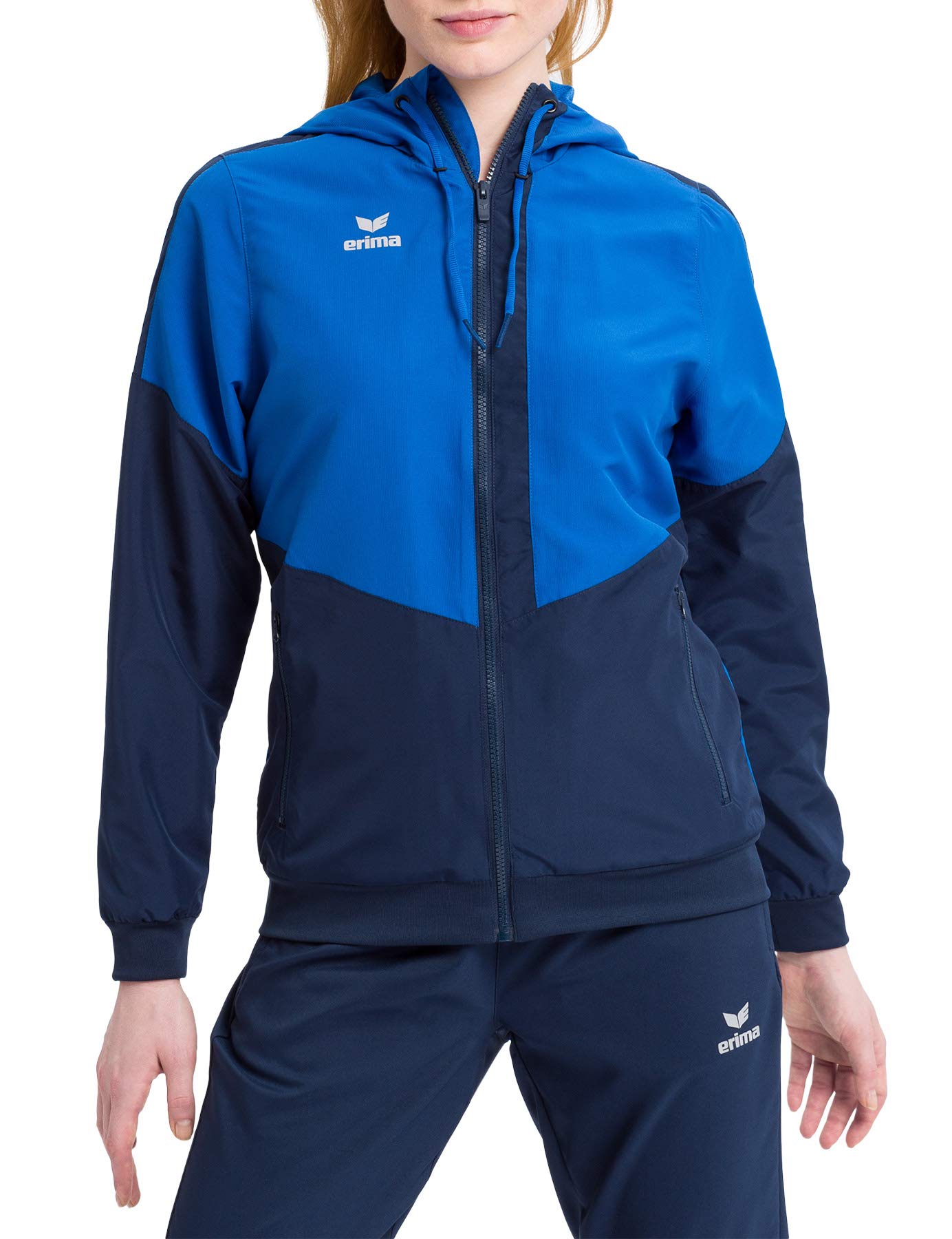 Erima Squad Track Top Jacket with Hood - New Royal/New Navy, 34