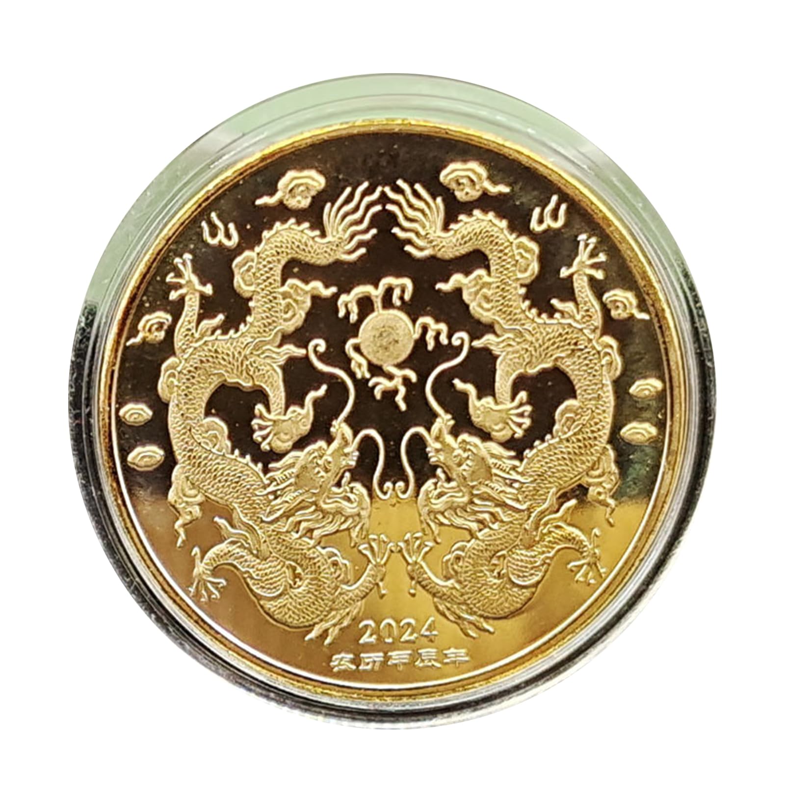 Xuancai Gold 2024 Dragon Year Commemorative Chinese Zodiac Silver Plated Collectible Coin Chinese Mascots Souvenir