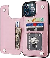 Vista 14 de ONETOP - Funda tipo cartera compatible con iPhone 13 Pro Max con tarjetero, piel sintética, ranuras para tarjetas, doble cierre magnético y funda