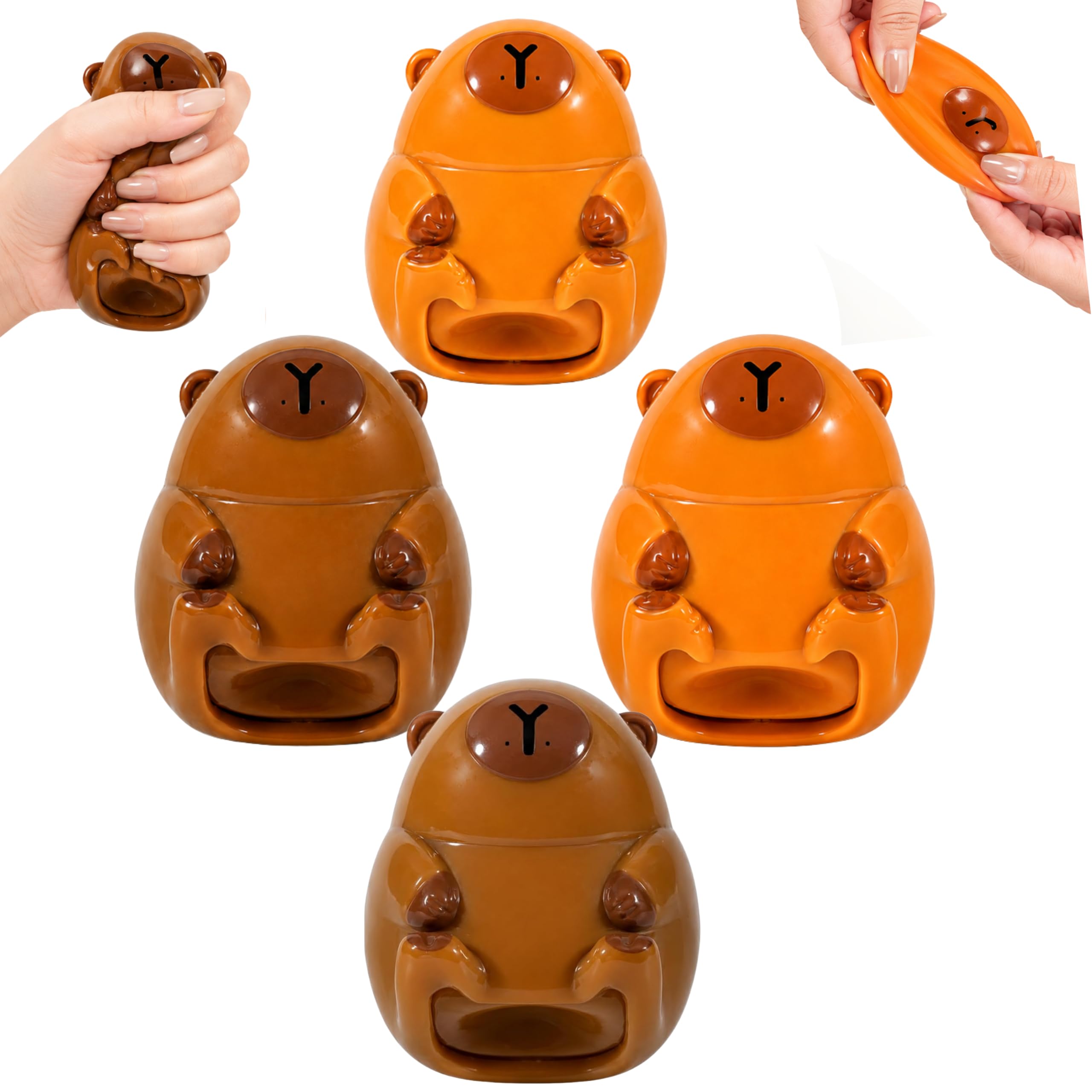 4x Random Capybara Squishy Toy Set – Soft quick rising Squeeze, Cute Sensory Fidget Toy for Kids & Adults, Anxiety Stress Relief, Collectible Kawaii Animal Squishies Party Gift — image 1