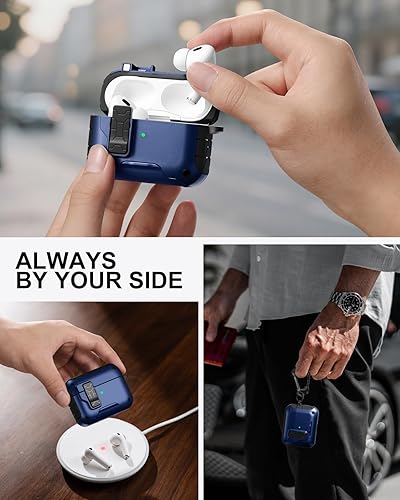 Miniatura 7 de Lerobo Funda para AirPods Pro 2 con kit de limpieza y soporte para teléfono, funda protectora dura compatible con Magsafe para AirPods Pro 21 (cable