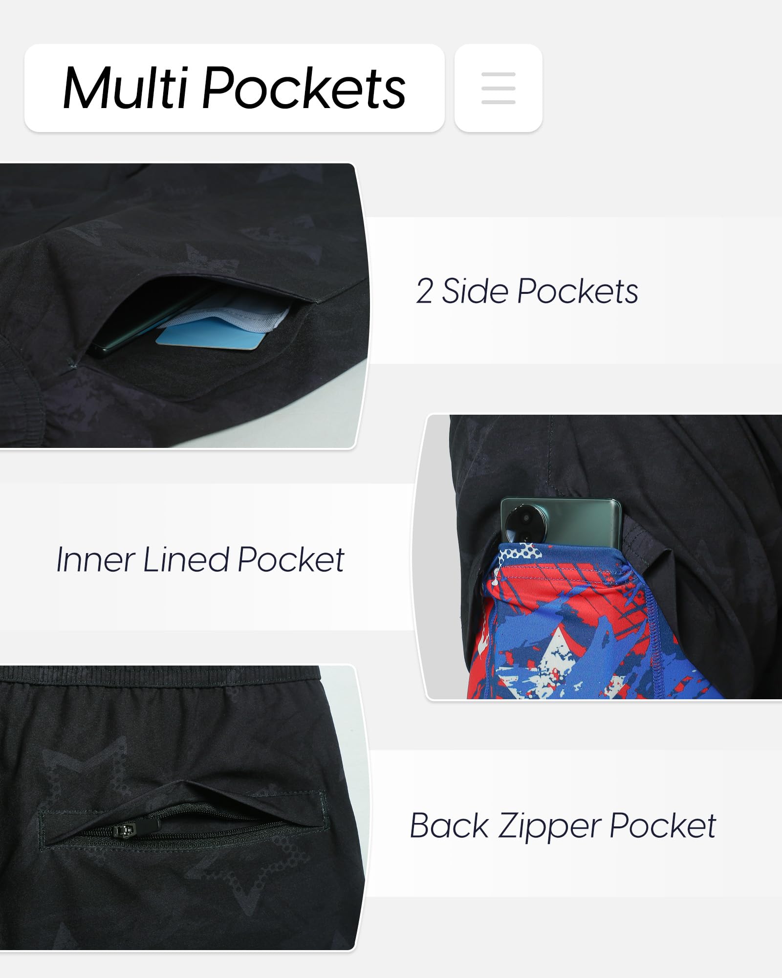 maamgic Traje de baño para Hombre de 5 Pulgadas con Forro de Malla de Secado rápido para Hombre, Pantalones Cortos de natación