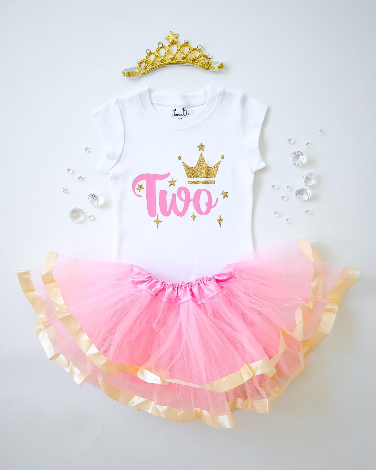 Luke and Lulu 2nd Birthday Outfit Girl - Princess Tutu Dress with Crown, Second Birthday Party Dress for 2 Year Old Girl