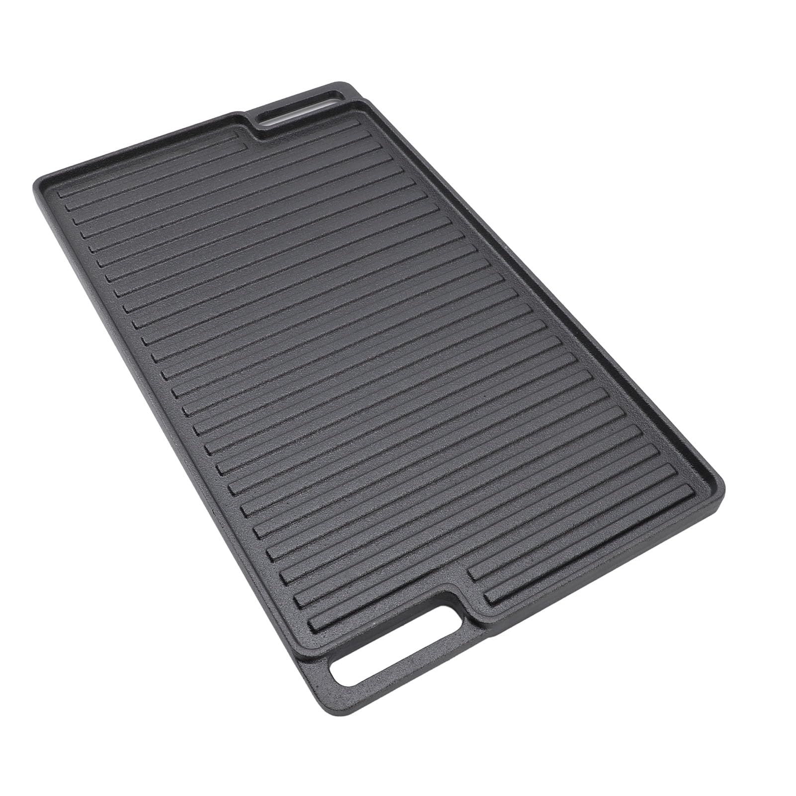 Plancha rectangular de hierro fundido preenvejecida reversible, sartén plancha de doble quemador antiadherente con asas para cocina de estufa, horno, parrilla y fogata.