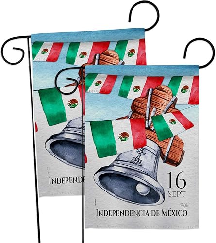 Banderas de jardín del Día de la Independencia mexicana, paquete de 2 unidades, regional, México, Estados Unidos, área particular, pequeña,