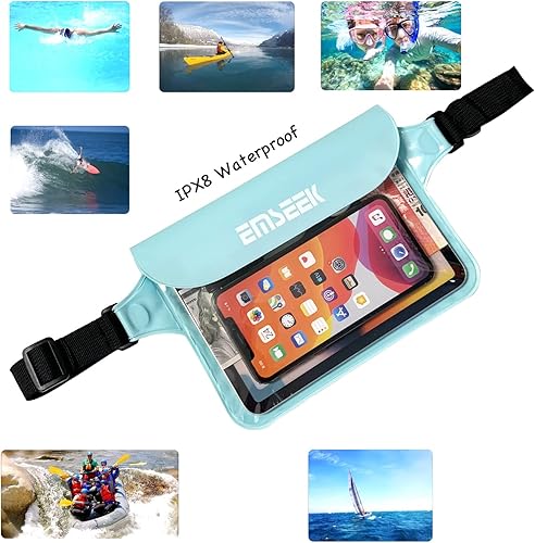 Miniatura 5 de Riñonera impermeable para cinturón seco, mantiene tu llavero, cartera, teléfono Kindle seco, perfecto para natación, surf, esnórquel (verde claro)
