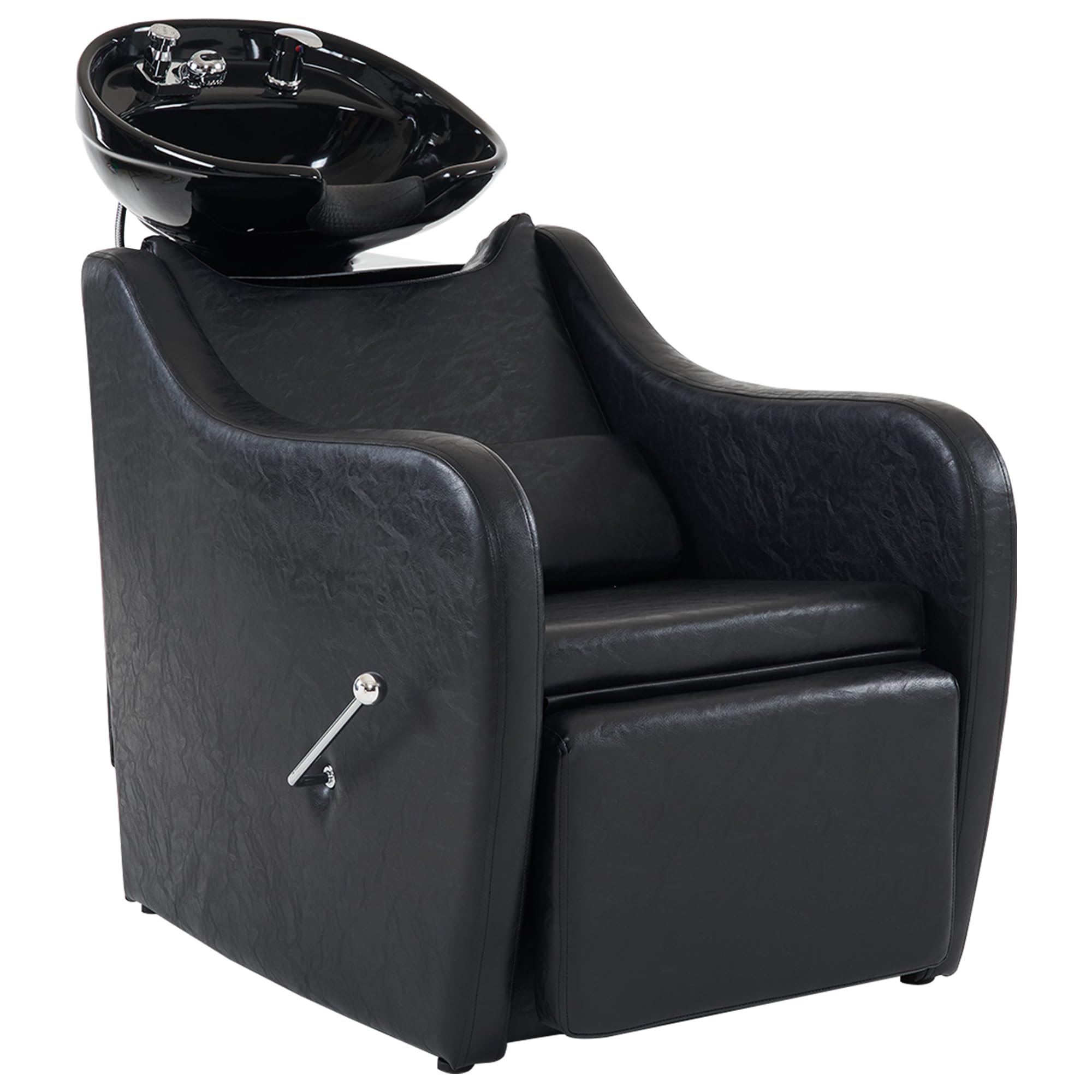 Barberpub Friseurwaschbecken Waschplatz, Shampoo-Stuhl, Rückwärtswaschsessel Friseursessel Waschsessel für SPA Salon 9090 (Schwarz)