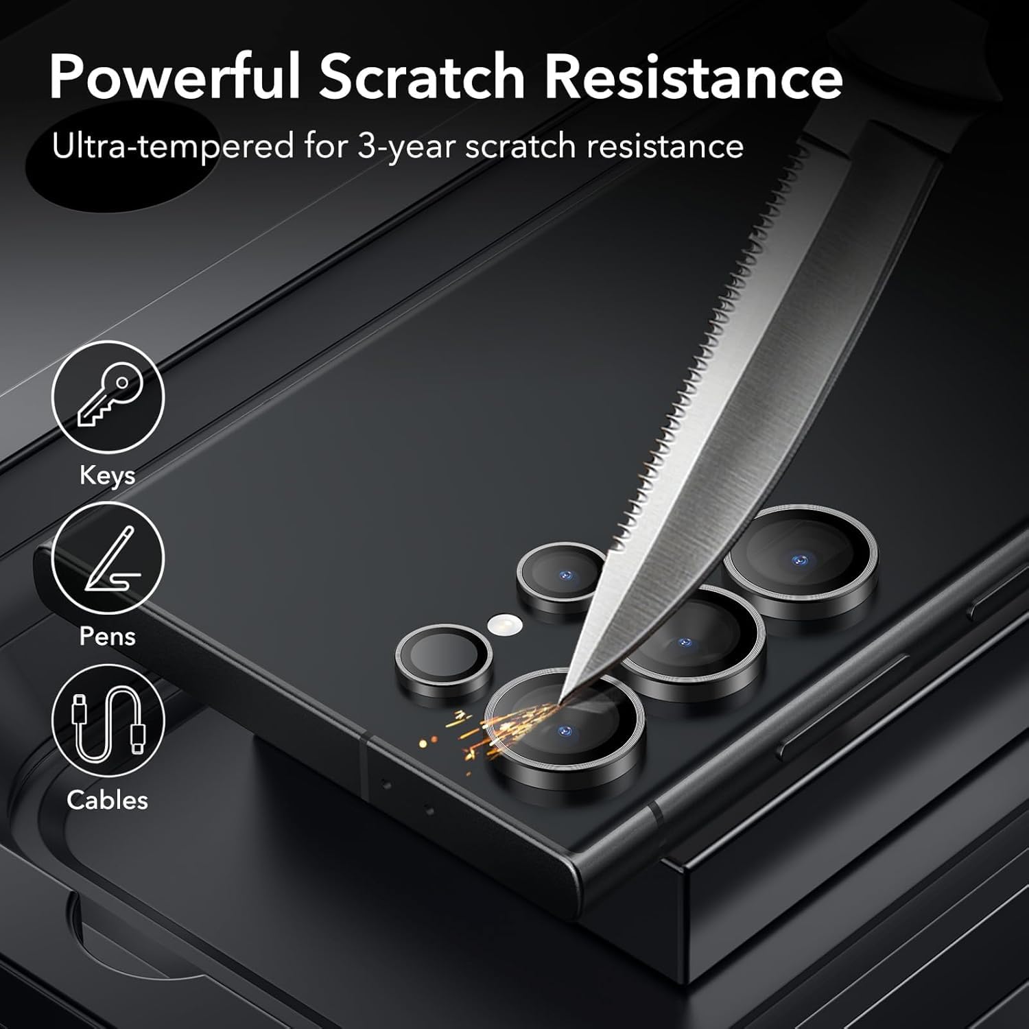 OpenTech® Premium Camera Lens Protector For Samsung Galaxy S24 Ultra (Black) – 9H Tempered Glass, Military-Grade Anti-Scratch, Case-Friendly, Easy Install Frame — Amazon image 5