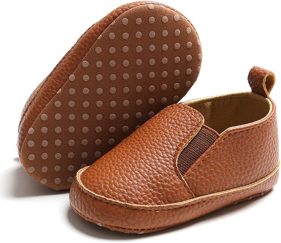 Infant Baby Boys Girls Loafers Shoes Slip On PU Leather Moccasin Sneaker Toddler First Walker Dress Oxfords Crib Shoes(0-18 Months) 6-12 Months Infant, 03 Brown Baby Loafers Boys Shoes