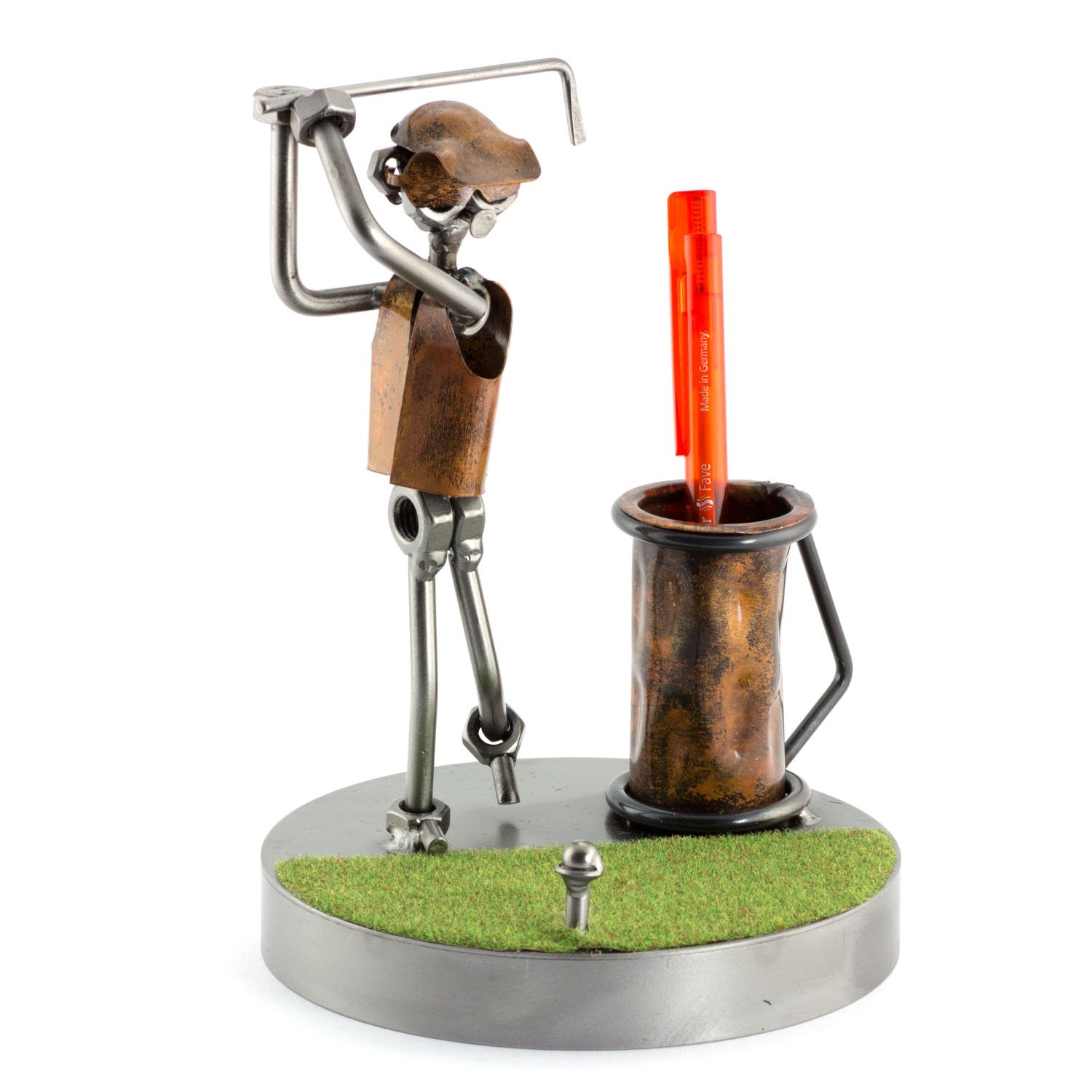 Steelman24 Schraubenmännchen Golf mit Stiftehalter mit persönlicher Gravur