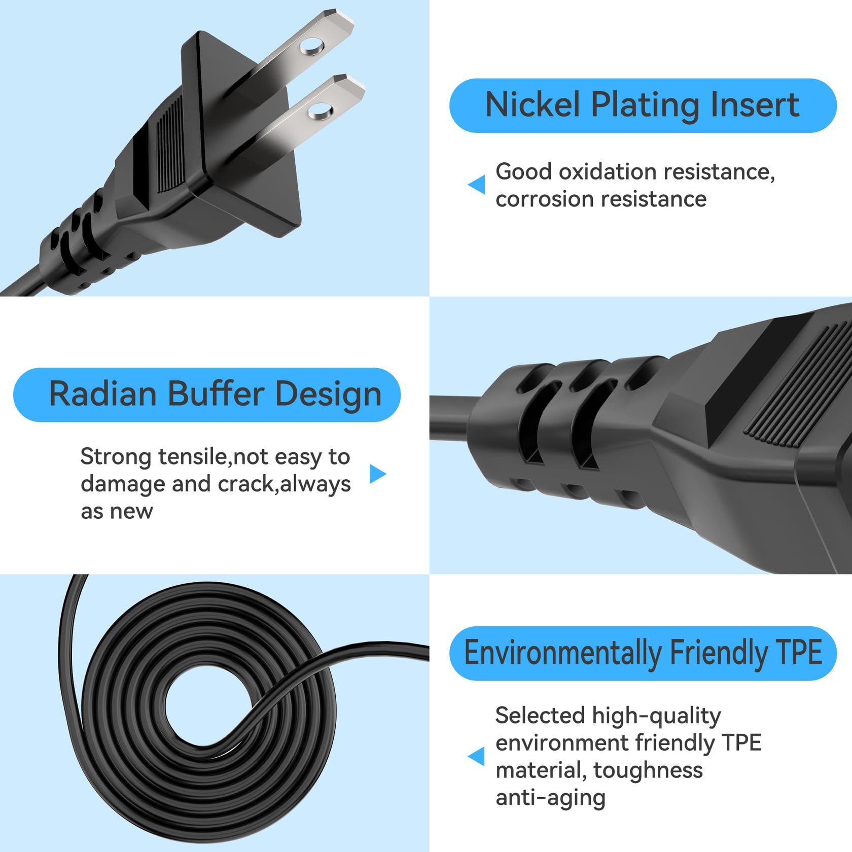 AC Power Cord Outlet Socket Cable Plug for UN32EH5300FXZA UN40EH5300 LED-LCD Smart TV — view 4