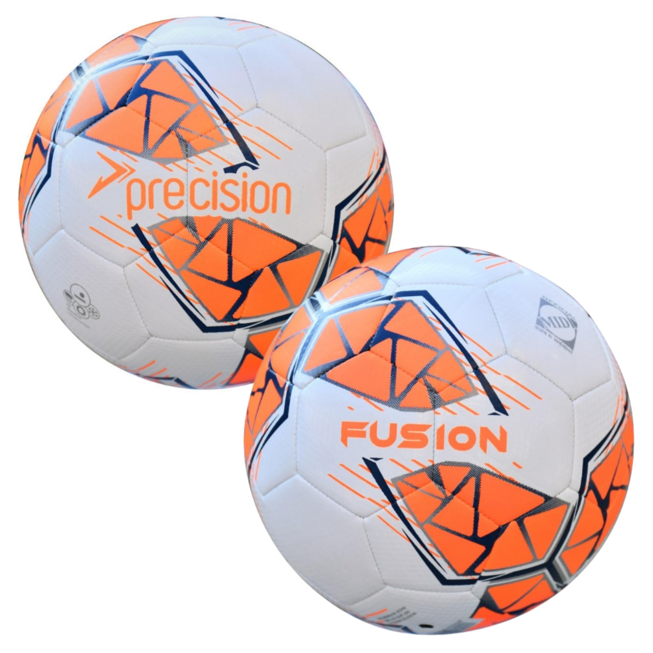 Precision Fusion High Performance Midi Football, Durable, Machine Stitched TPU, 2mm EVA Lined, Lightweight 220g, White, Official Ball Size 2