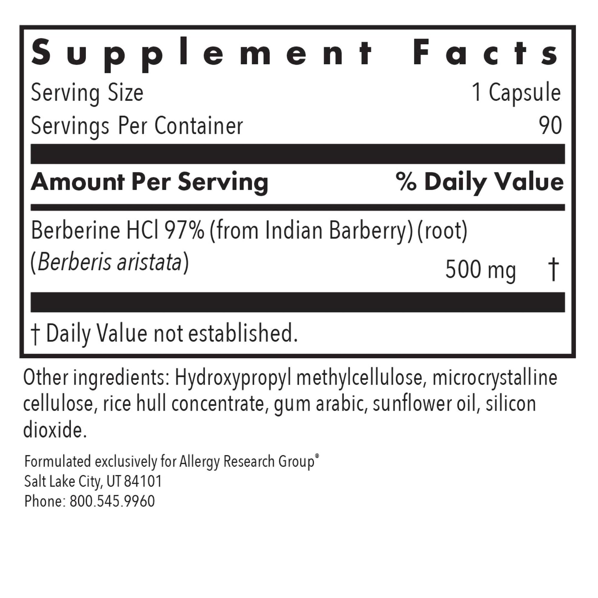 ARG Berberine HCl 500 mg, Non-GMO Botanical Extract, 90 Capsules — Amazon image 2