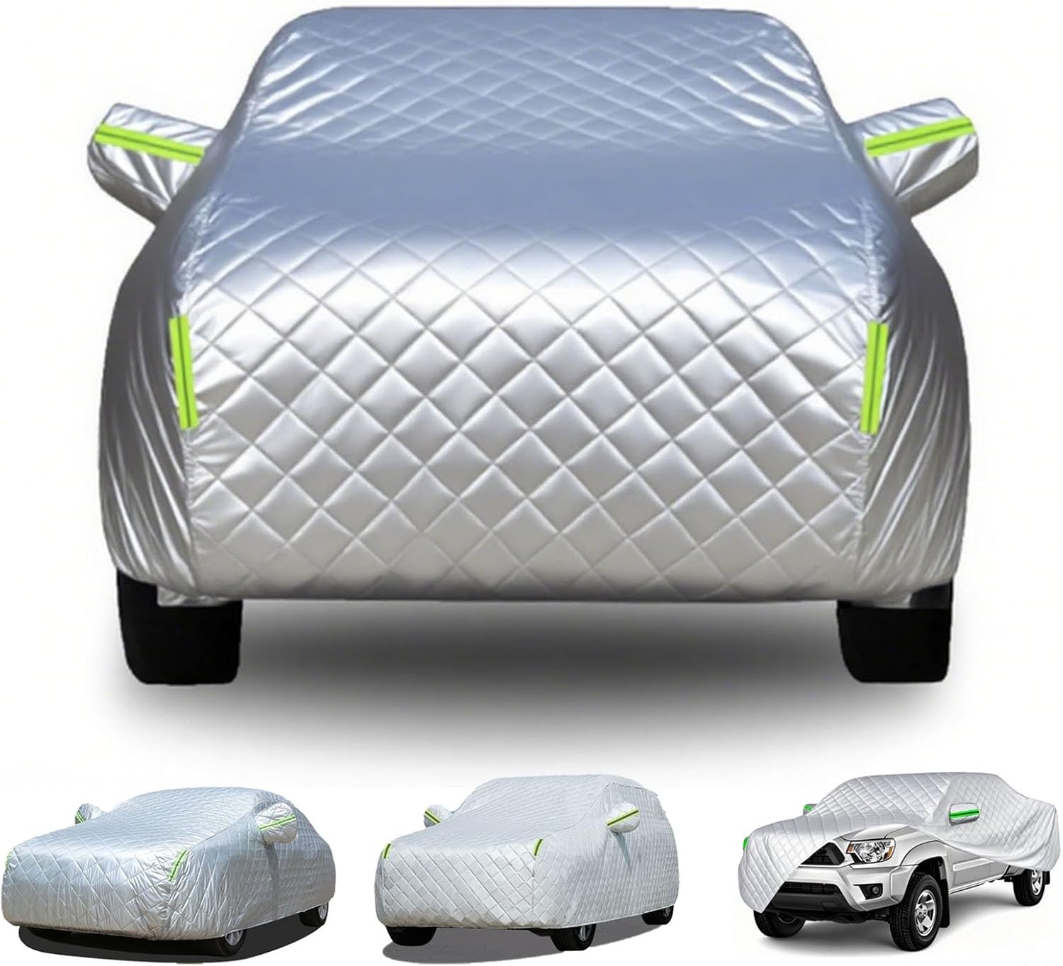 Thickened Cotton Hail Protector Car Cover Outdoor for Ford Edge 2009 2010 2011 2012 2013 2014 Covers,Breathable All-weather Anti Hail Car Cover UV-proof Rain-proof Scratch-proof(477*192*170 cm,Silver)