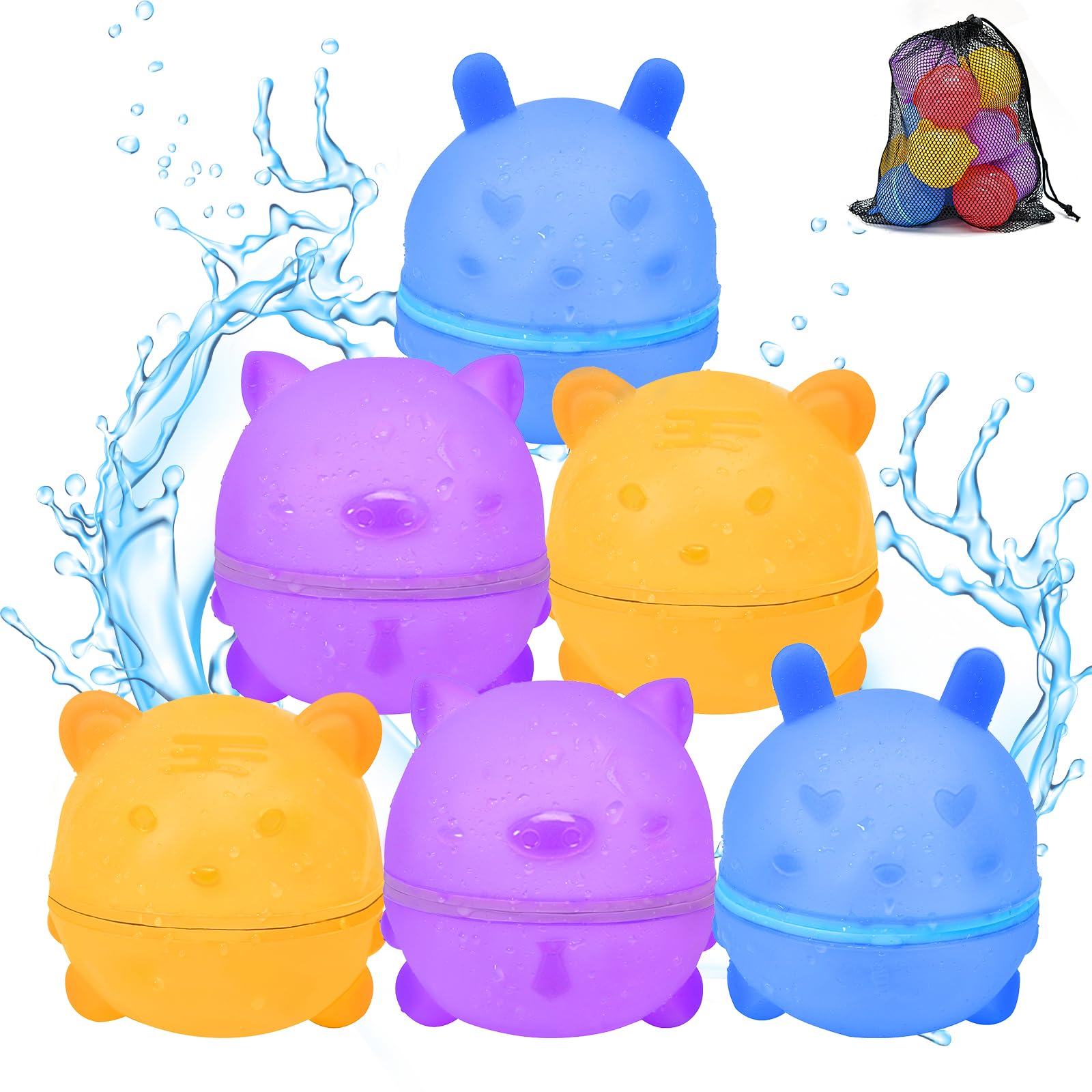 Globos De Agua Reutilizables,2025 Grosor Mejorado/Forma Bonita/Globo De Agua Magnético Para Juegos De Verano Al Aire Libre, Juegos De Agua Para Fiestas En La Piscina Para Niños De 3 A 12 Años