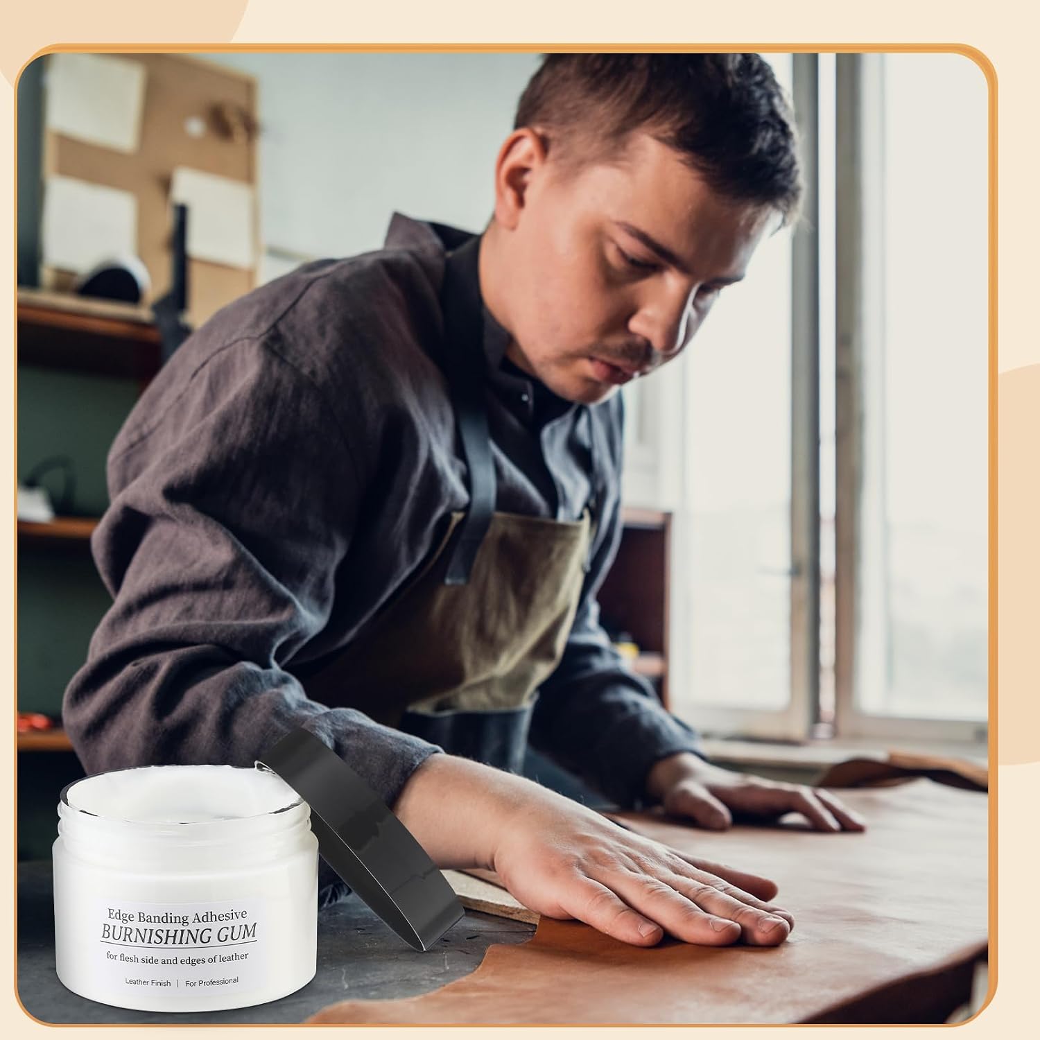 Dansib Leather Burnishing Gum - 120g Water-Based Edge Sealer & Polishing Wax, Creates Glass-Like Gloss Finish for Bags, Wallets, Belts & Leather Crafts, Non-Toxic & Easy to Apply
