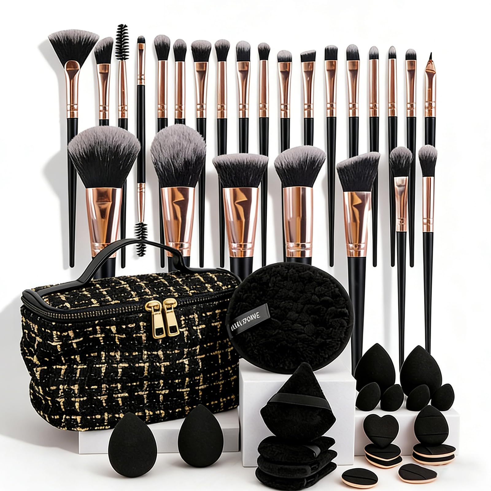 Brocha de Maquillaje Avanzada, 47 Piezas Juego de Pinceles de maquillaje Profesional para Rostro y Ojos Blush Foundation Concealer Powder