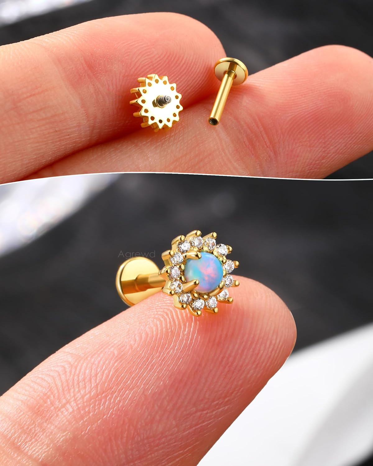 Colorful Tragus Jewelry 16G Vintage Helix Cartilage Earrings Stud Internally Thread Labret Stud Surgical Steel - Image 6