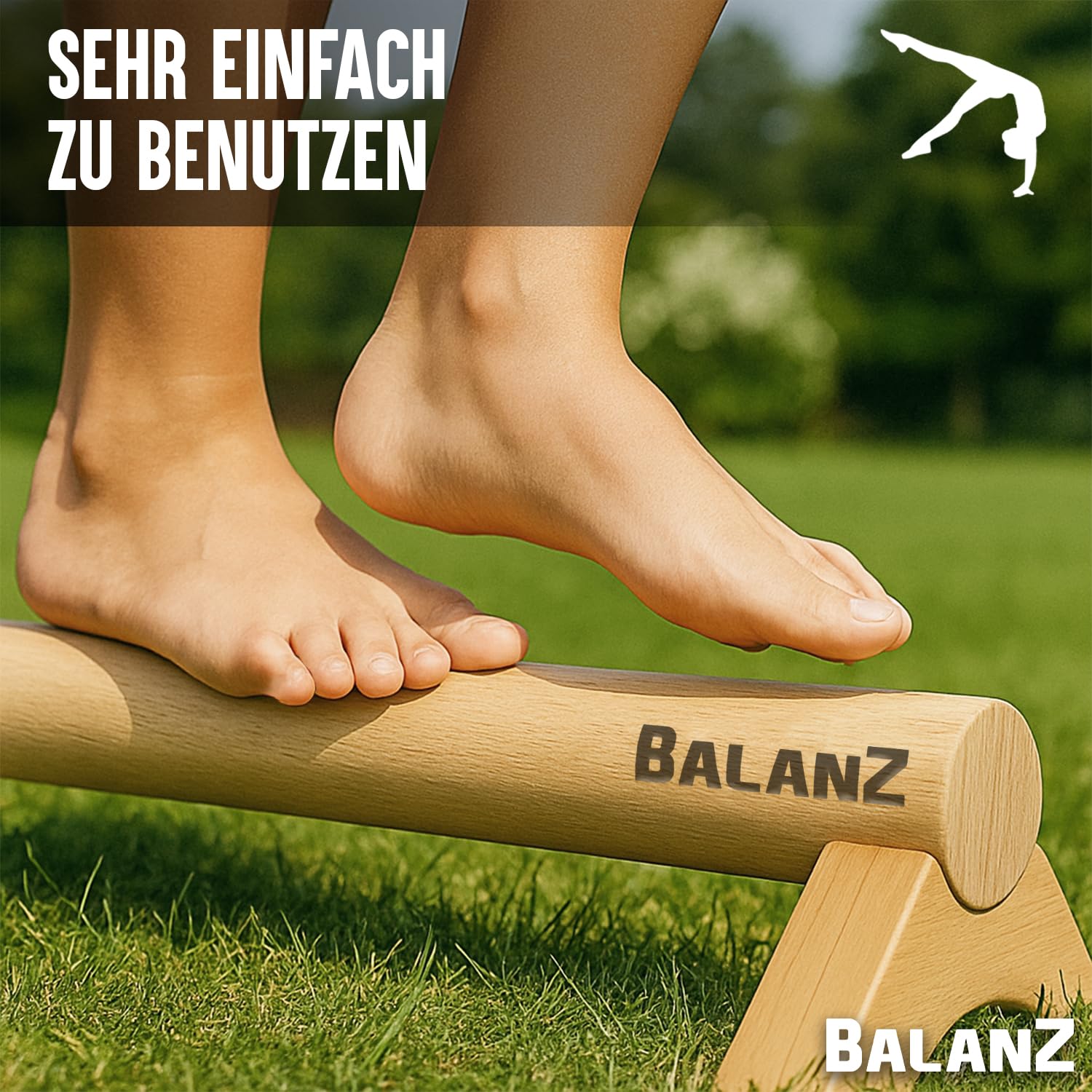 Original Cup Balanz Gymnastikbalken aus Holz Buche 100×10×8 cm | Kinder & Erwachsene | Gleichgewichts-Balken für Motorik & Reha | Heimtraining, Muskelaufbau, Physio | Aerobik