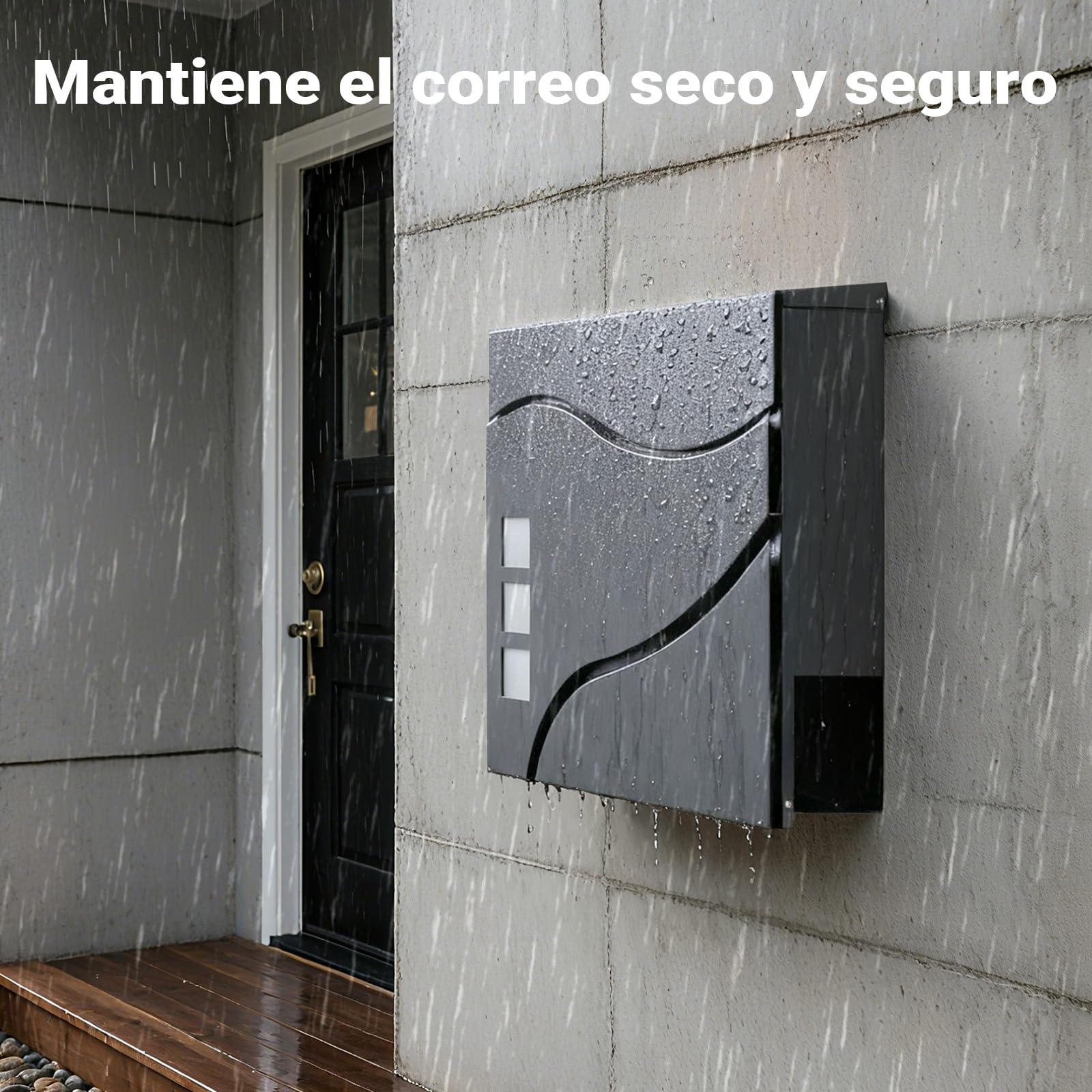 Wiltec Buzón de diseño V28 Antracita 370 x 105 x 370 mm, de Pared con Cerradura y Hueco para el periódico, de Acero con Recubrimiento en Polvo