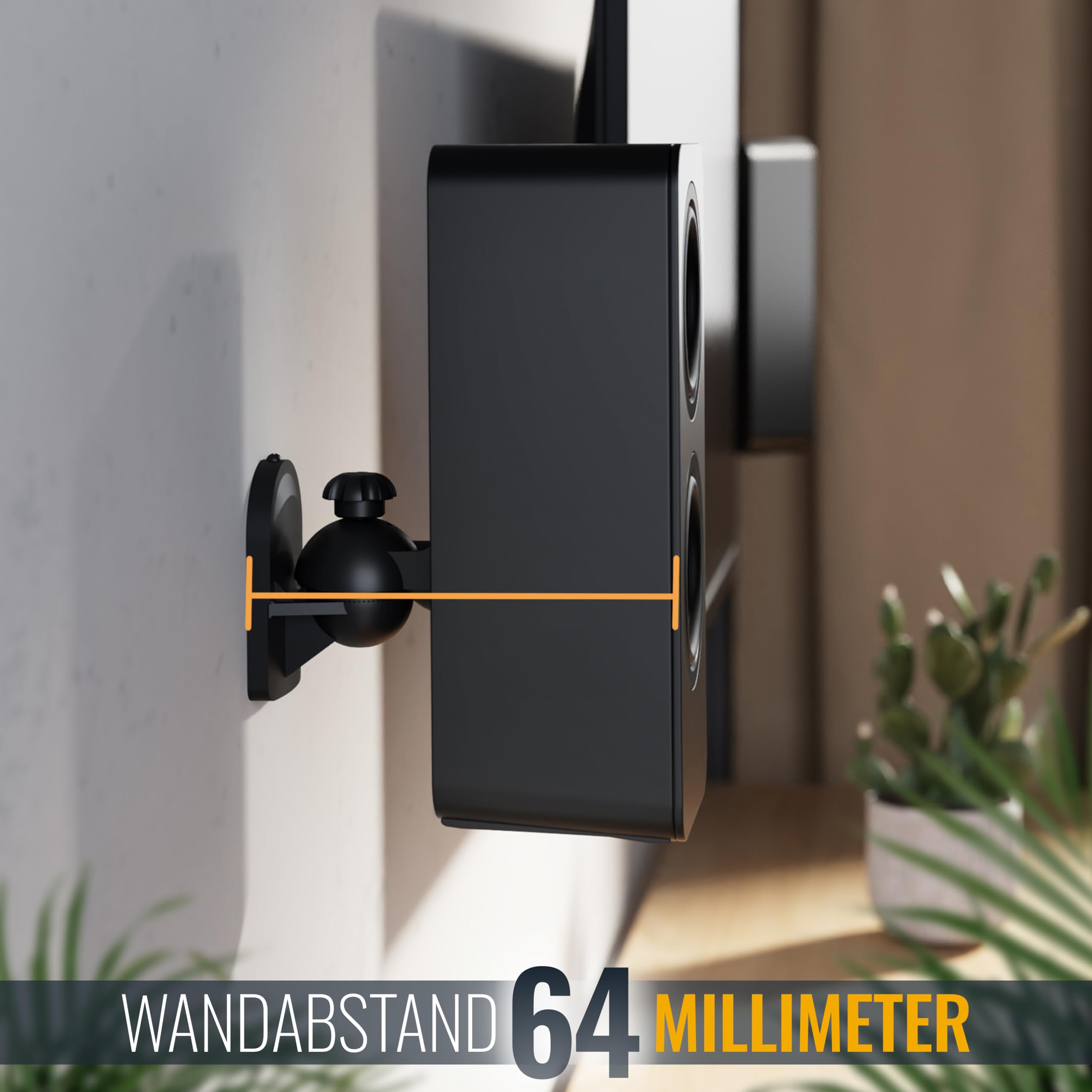 RICOO Supporti Universali per Casse LH028-B Altoparlanti da Parete Orientabile 50x87x64mm Set di 2 Nero