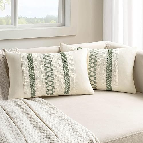 Miniatura 21 de MIULEE Fundas de almohada lumbares decorativas bohemias, cojín de algodón retro, tejidas de macramé para decoración del hogar para cama, sofá,