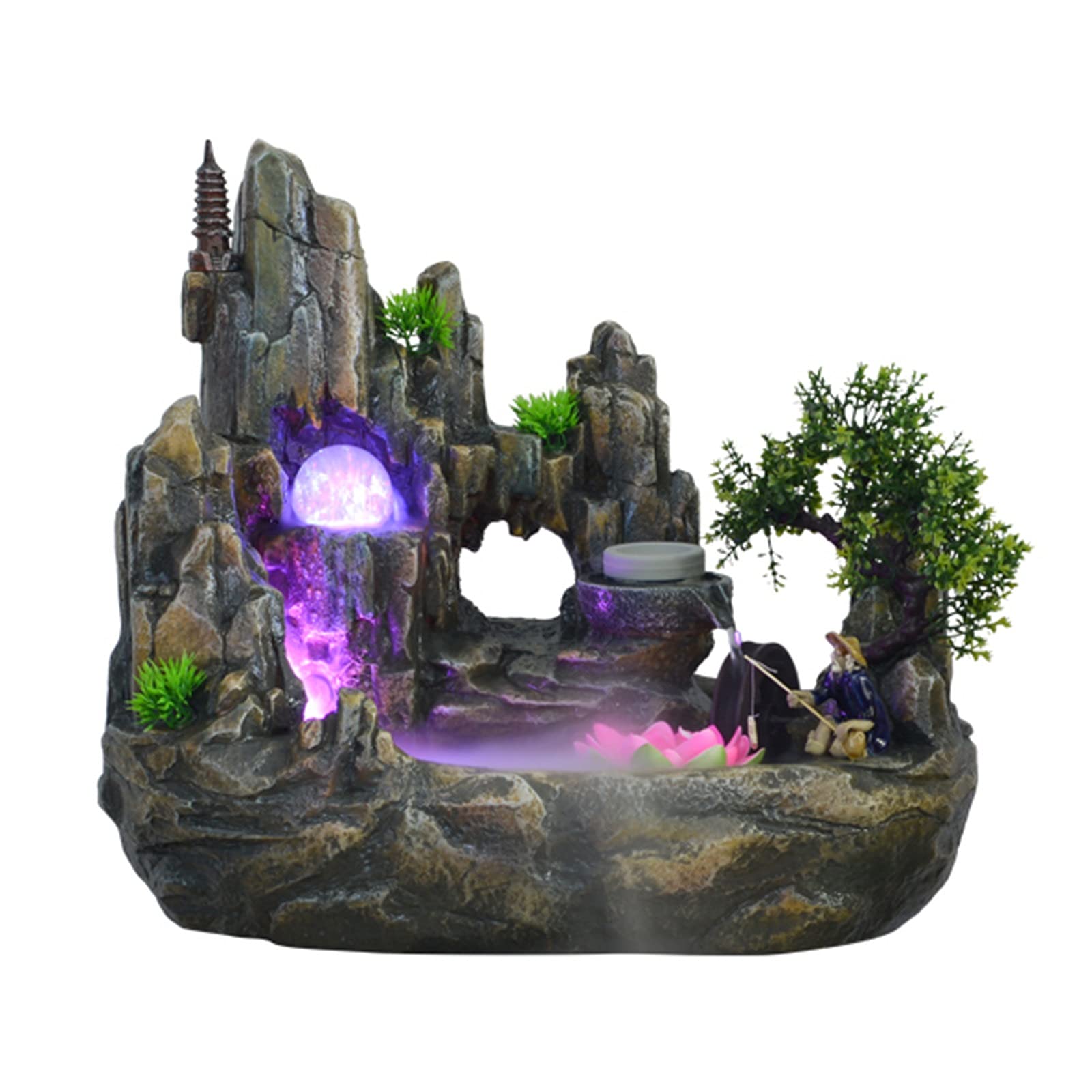 QUSYZD Indoor Waterfall Fountain Tabletop Fountain Waterfall Rockery and Water Fountain Decoration Living Room Indoor Humidifier Basin Landscape Desktop Gift Tabletop,L