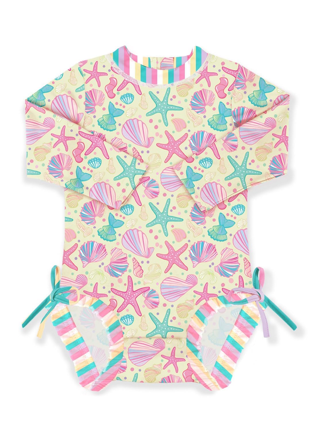 BesserBay Baby Girl Swimsuit UPF 50+ Long Sleeve Zipper Snaps Bottom One Piece Rash Guard 0-36 Months