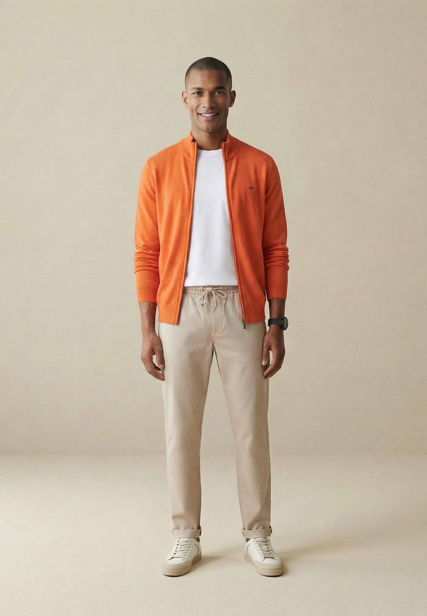 FYNCH-HATTON Strick-Cardigan aus Baumwolle mit Reißverschluss im Casual-Fit