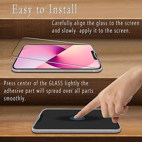 Miniatura 4 de HPTech Paquete de 2 protectores de pantalla para iPhone 13 Mini de vidrio templado de 5.4 pulgadas, antiarañazos, sin burbujas Claro,Negro