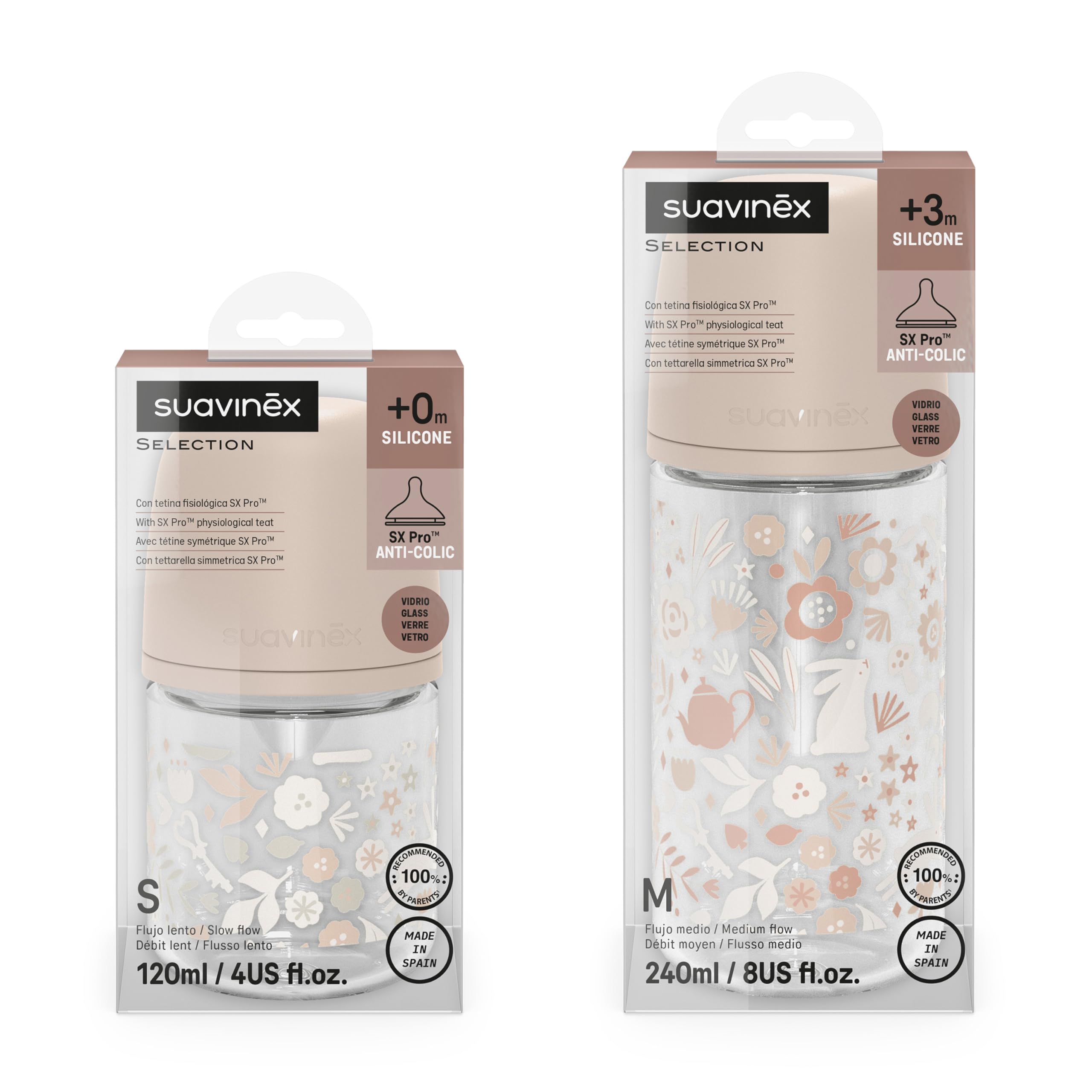 SET BIBERON VETRO SUAVINEX ROSA