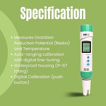 HM Digital ORP-200 Waterproof ORP Meter,999 to +1000 mV ORP Range, 1 mV Resolution, +/- 0.5% Readout Accuracy