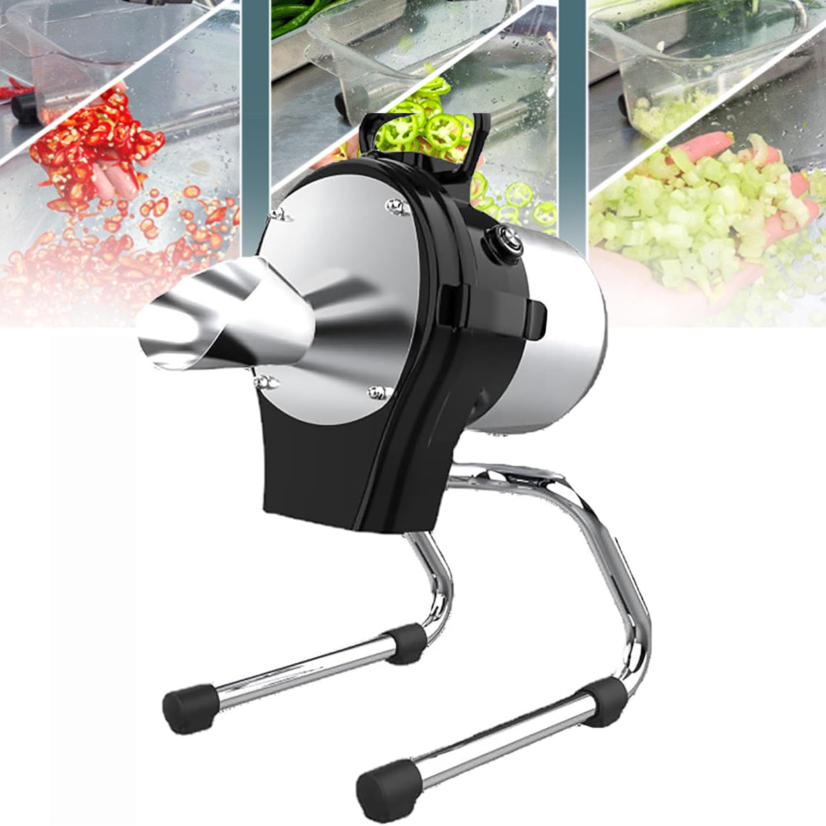 Electric Machine Maker 110w Cortadora trituradora eléctrica Profesional, trituradora Alimentos Comercial Máquina trituradora Frutas Acero Inoxidable para Papas Zanahoria repo